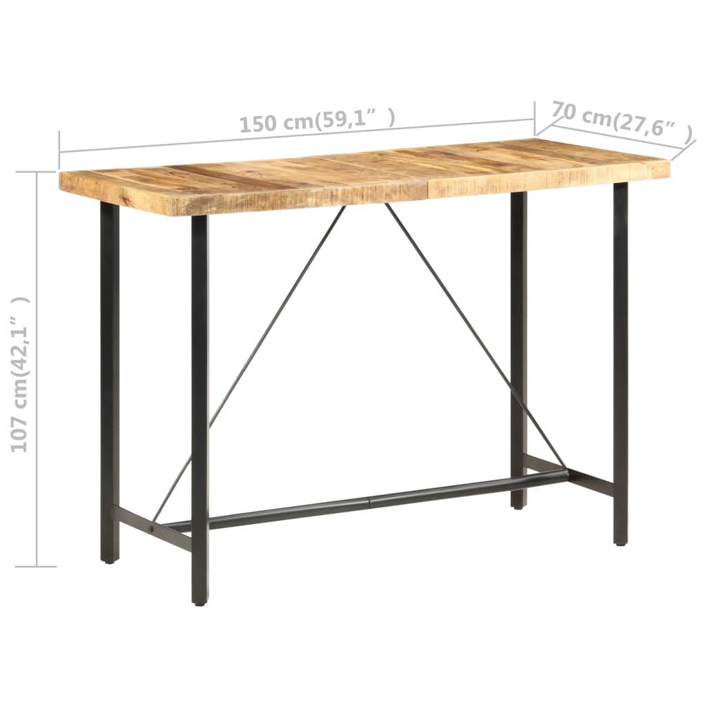 vidaXL Τραπέζι Μπαρ 150 x 70 x 107 εκ. Ακατέργαστο Ξύλο Μάνγκο