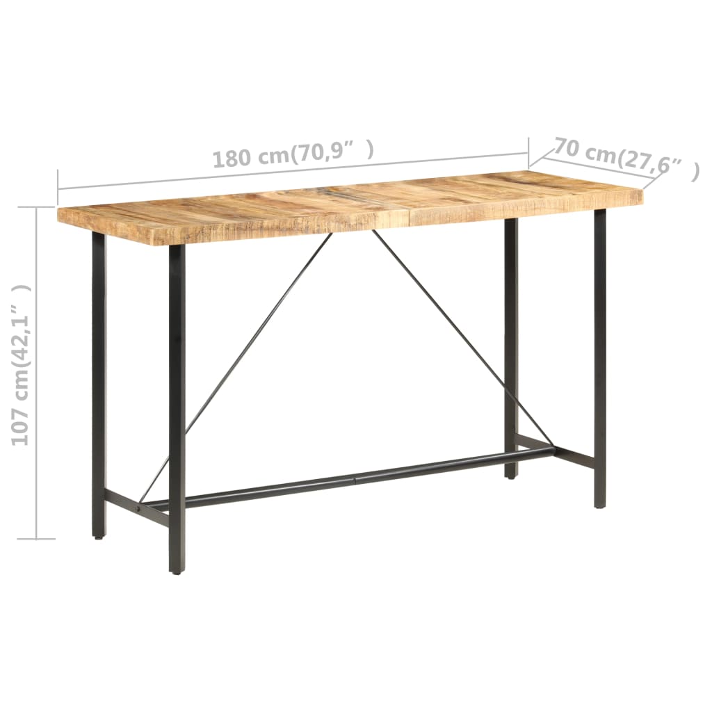 vidaXL Τραπέζι Μπαρ 180 x 70 x 107 εκ. Ακατέργαστο Ξύλο Μάνγκο