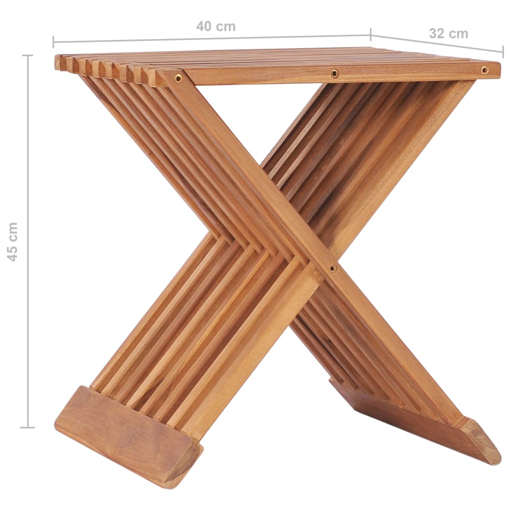 vidaXL Σκαμπό Πτυσσόμενο 40 x 32 x 45 εκ. από Μασίφ Ξύλο Teak