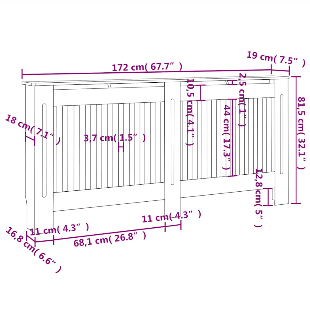 vidaXL Κάλυμμα Καλοριφέρ Ανθρακί 172 x 19 x 81,5 εκ. από MDF
