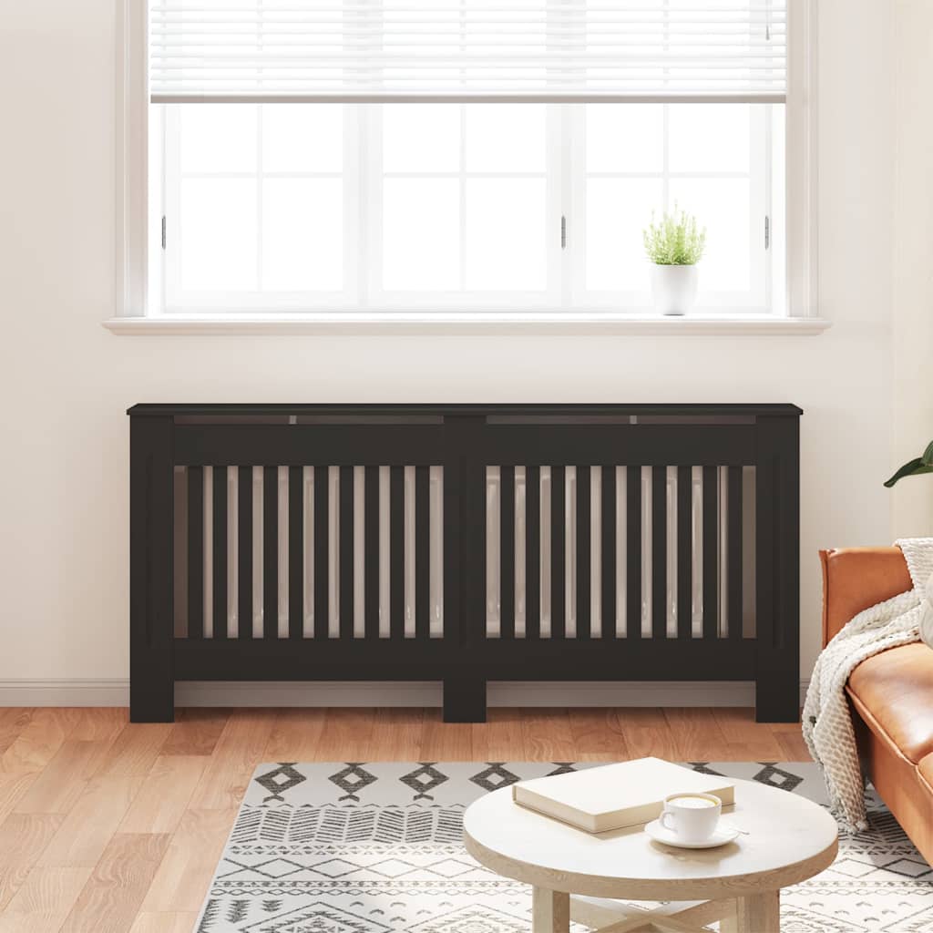 vidaXL Κάλυμμα Καλοριφέρ Μαύρο 172 x 19 x 81,5 εκ. από Επεξεργασμένο Ξύλο