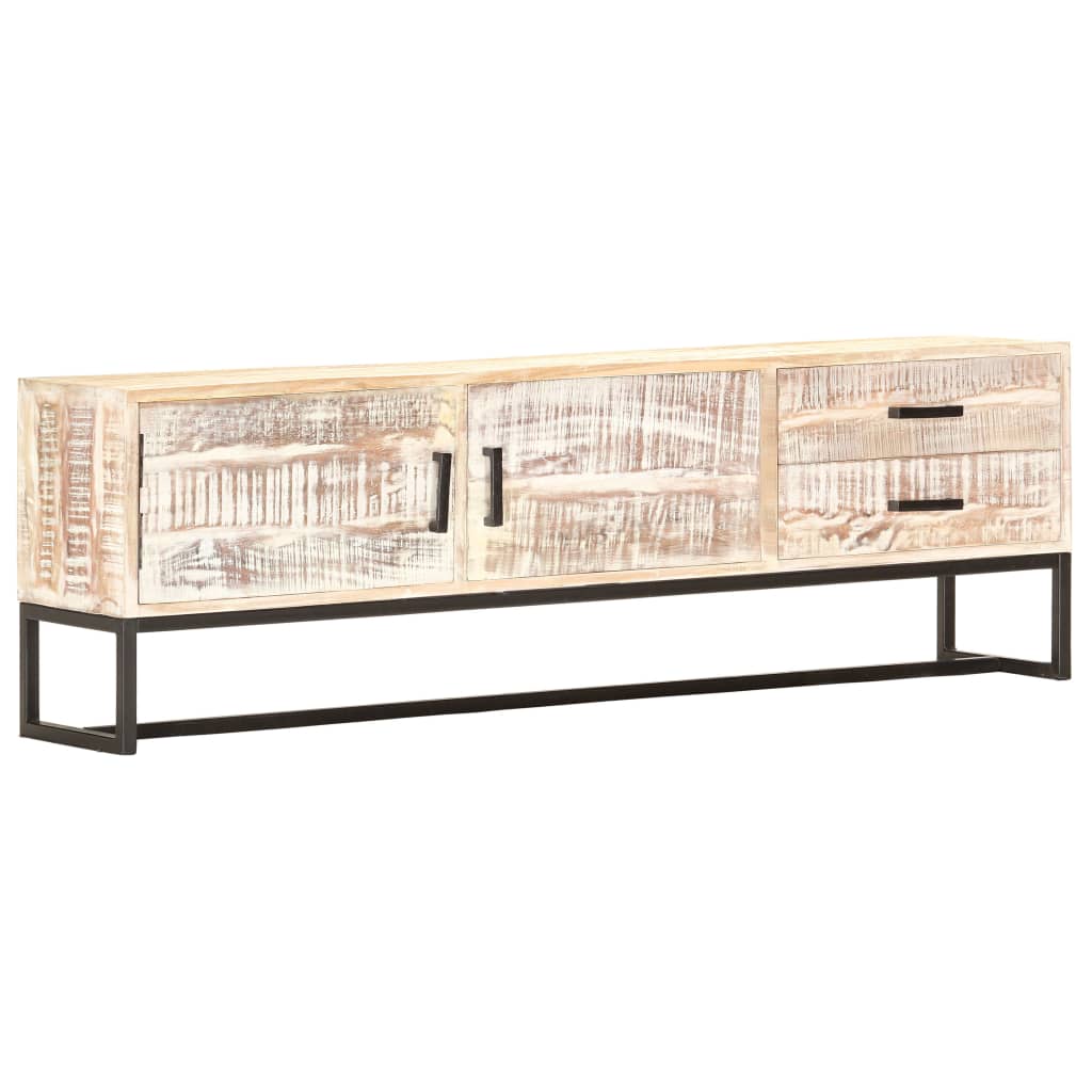 vidaXL Έπιπλο Τηλεόρασης Λευκό 140 x 30 x 45 εκ. Μασίφ Ξύλο Ακακίας