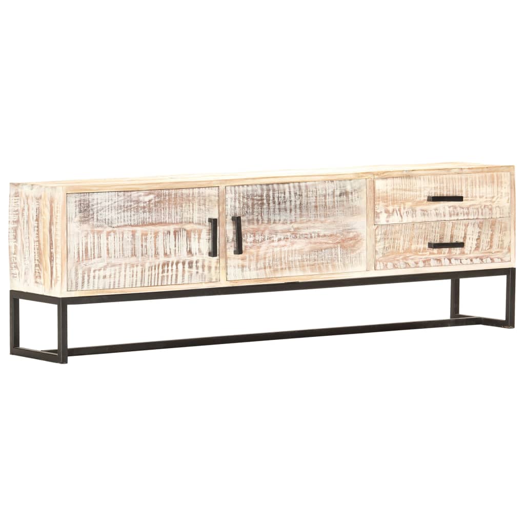 vidaXL Έπιπλο Τηλεόρασης Λευκό 140 x 30 x 45 εκ. Μασίφ Ξύλο Ακακίας
