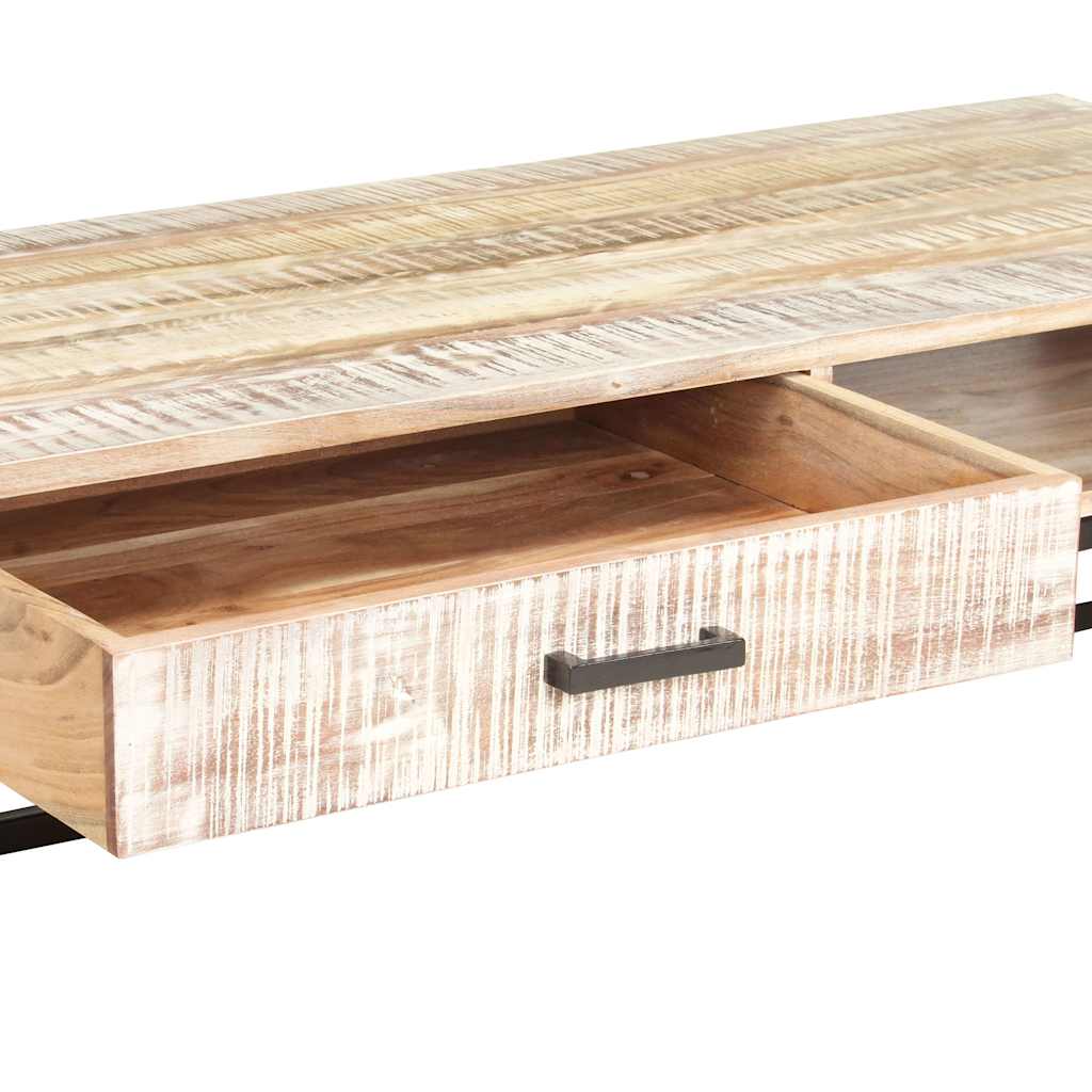 vidaXL Τραπεζάκι Σαλονιού Λευκό 117x50x30 εκ. από Μασίφ Ξύλο Ακακίας