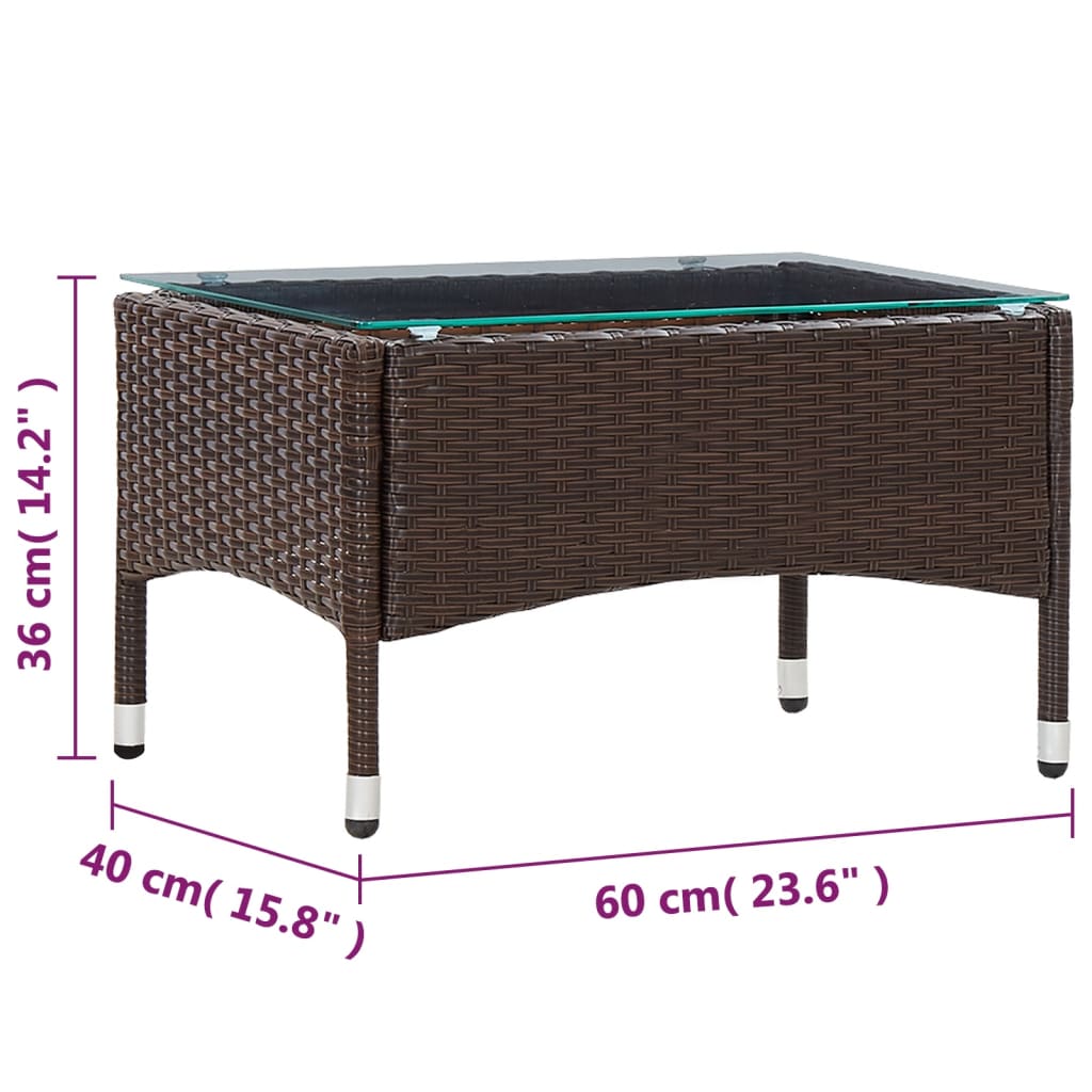 vidaXL Τραπεζάκι Σαλονιού Καφέ 60 x 40 x 36 εκ. από Συνθετικό Ρατάν