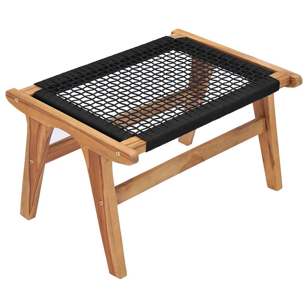 vidaXL Σεζλόνγκ με Υποπόδιο από Μασίφ Ξύλο Teak και Σχοινί