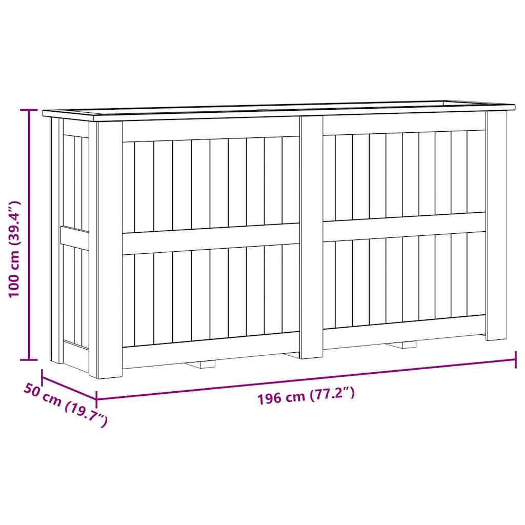 vidaXL Υπερυψωμένη Γλάστρα 196 x 50 x 100 εκ. Εμποτισμένο Ξύλο Πεύκου