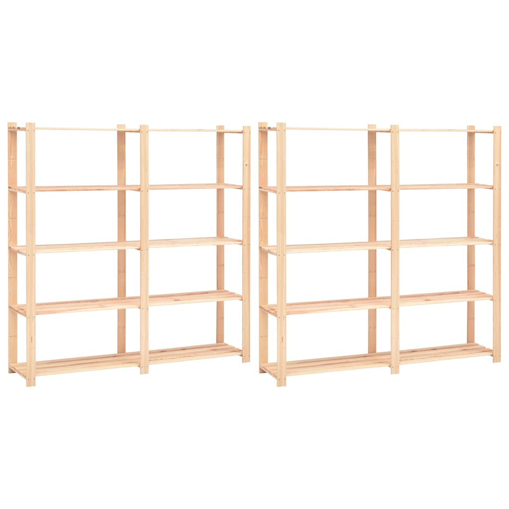vidaXL Ραφιέρες 5 Επιπέδων 2 τεμ 500 κ 170x38x170 εκ Μασίφ Ξύλο Πεύκου