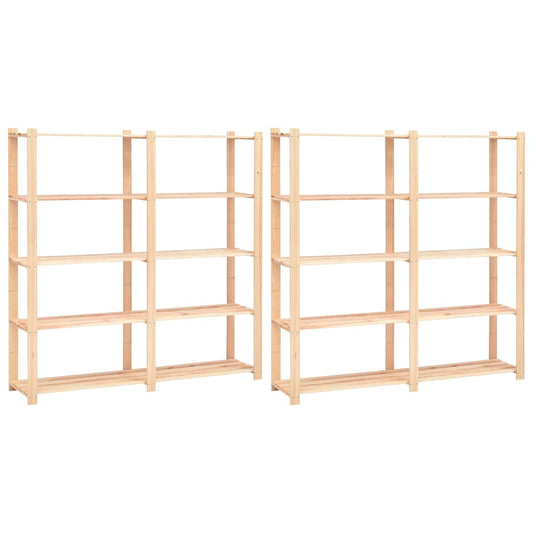 vidaXL Ραφιέρες 5 Επιπέδων 2 τεμ 500 κ 170x38x170 εκ Μασίφ Ξύλο Πεύκου