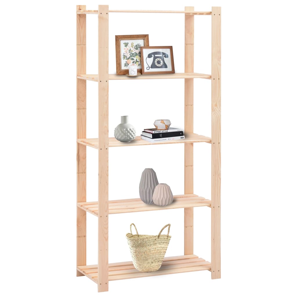 vidaXL Ραφιέρες 5 Επιπέδων 2 τεμ 250 κ 80x38x170 εκ Μασίφ Ξύλο Πεύκου