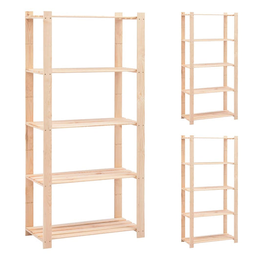 vidaXL Ραφιέρες 5 Επιπέδων 3 τεμ 250 κ 80x38x170 εκ Μασίφ Ξύλο Πεύκου