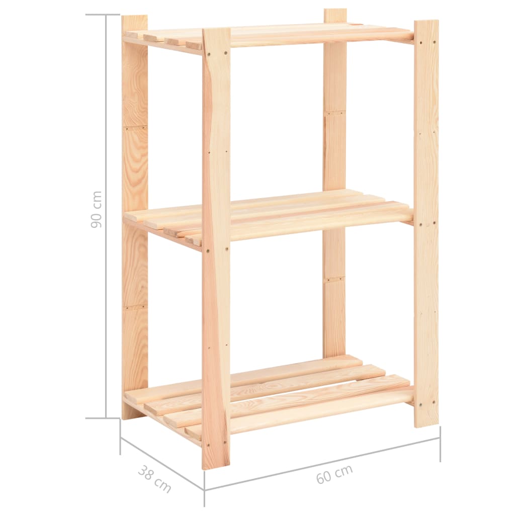 vidaXL Ραφιέρες 3 Επιπέδων 10 τεμ 150 κ. 60x38x90 εκ Μασίφ Ξύλο Πεύκου
