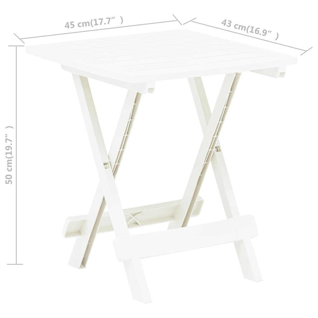 vidaXL Τραπέζι Κήπου Πτυσσόμενο Λευκό 45 x 43 x 50 εκ. Πλαστικό