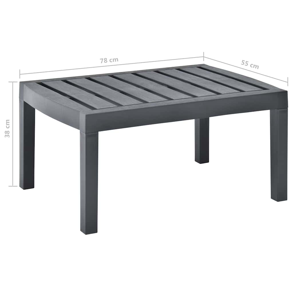 vidaXL Τραπεζάκι Κήπου Ανθρακί 78 x 55 x 38 εκ. Πλαστικό