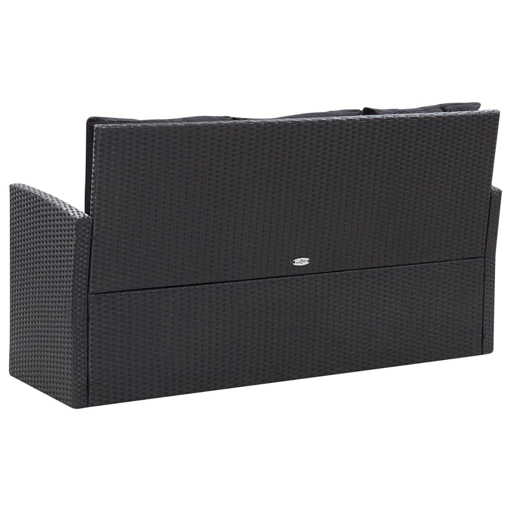 vidaXL Σαλόνι Κήπου 6 Τεμαχίων Μαύρο από Συνθετικό Ρατάν με Μαξιλάρια