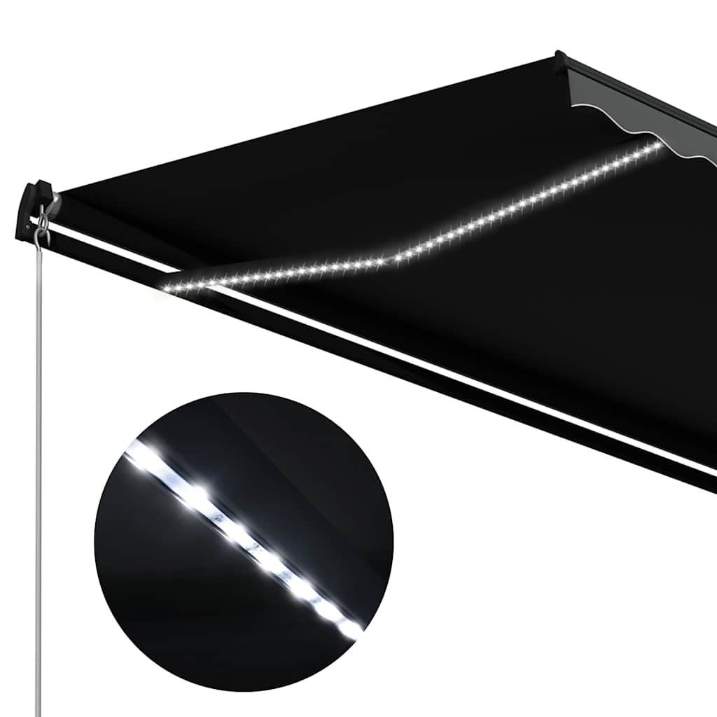 vidaXL Τέντα Συρόμενη Χειροκίνητη με LED Ανθρακί 300 x 250 εκ.