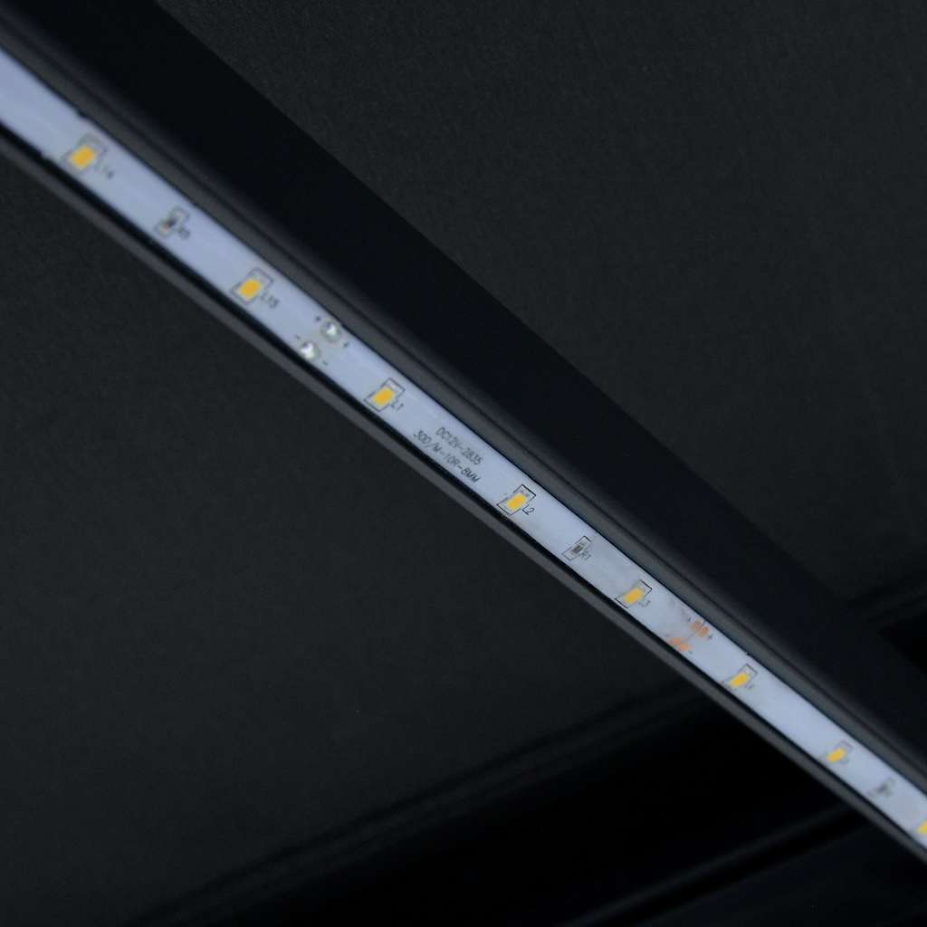vidaXL Τέντα Συρόμενη Χειροκίνητη με LED Ανθρακί 350 x 250 εκ.