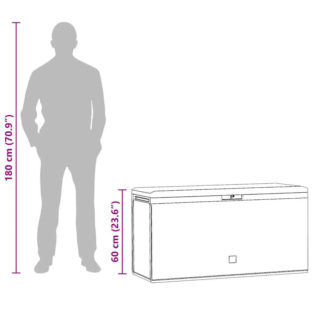 vidaXL Μπαούλο Αποθήκευσης Κήπου Ανθρακί 114 x 47 x 60 εκ.