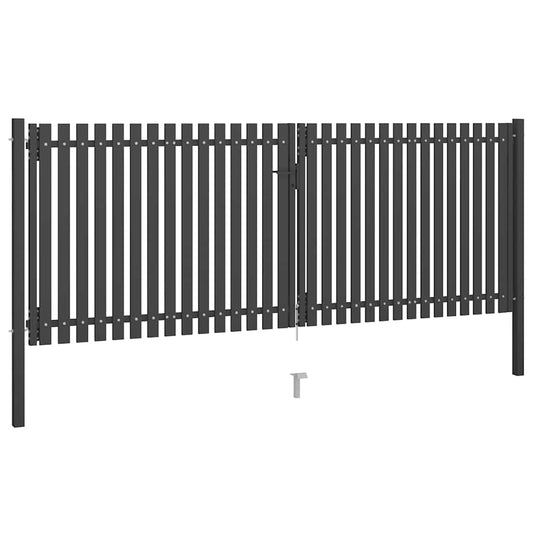 vidaXL Πύλη Κήπου Ανθρακί 400x125 εκ. από Ατσάλι