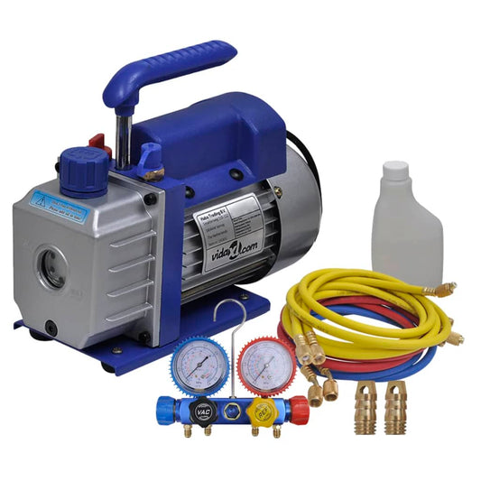 vidaXL Αντλία Κενού Μονοβάθμια με Σετ Ελέγχου Πίεσης 4 Εξόδων