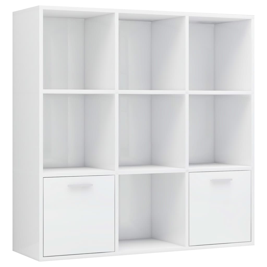 vidaXL Βιβλιοθήκη Γυαλιστερό Λευκό 98 x 30 x 98 εκ. από Επεξ. Ξύλο