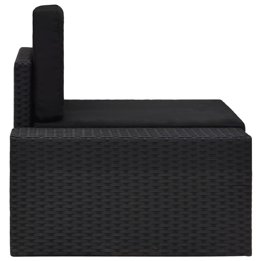 vidaXL Καναπές Γωνιακός Τμηματικός Μαύρος Συνθ. Ρατάν με Δεξί Μπράτσο