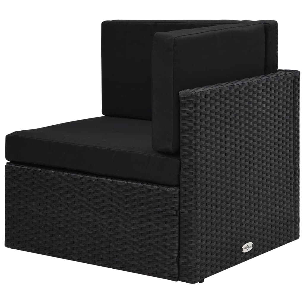 vidaXL Καναπές Γωνιακός Τμηματικός Μαύρος από Συνθετικό Ρατάν