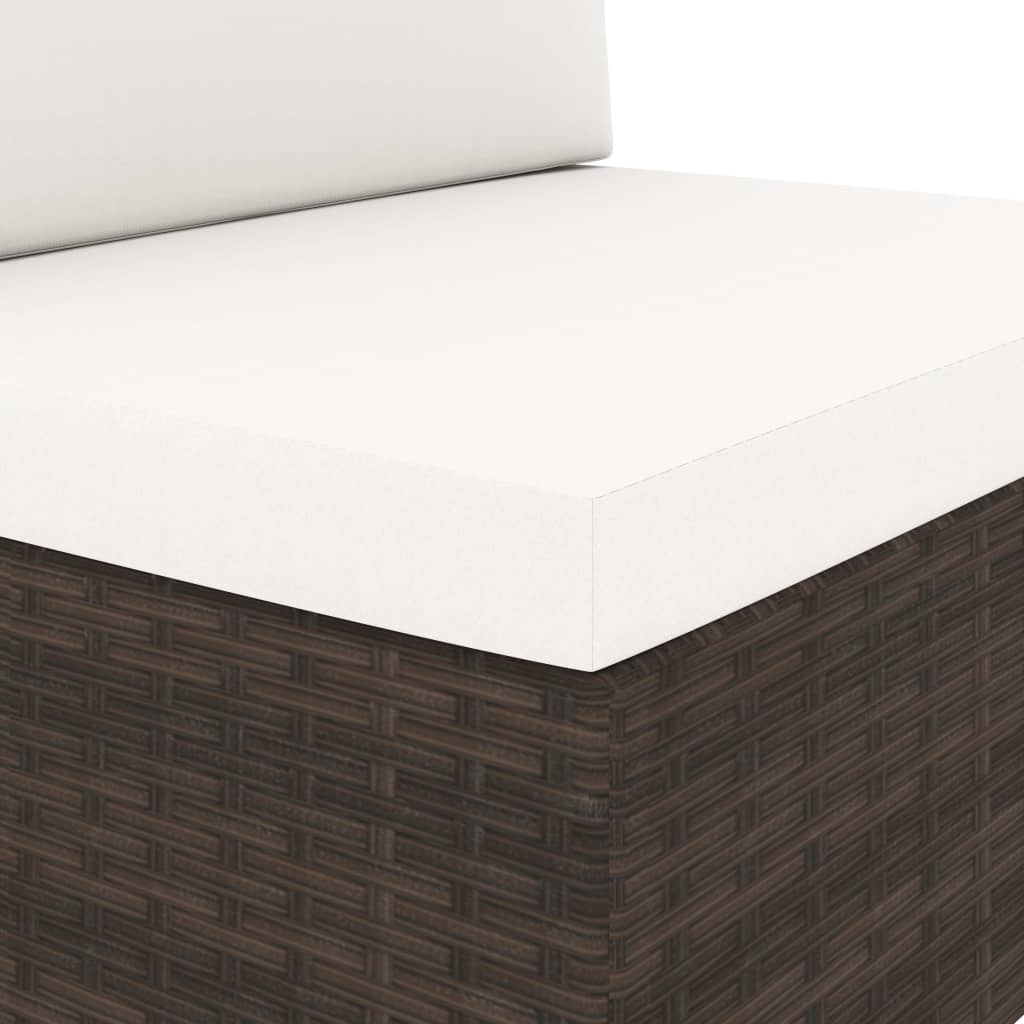 vidaXL Καναπές Αρθρωτός Διθέσιος Καφέ από Συνθετικό Ρατάν