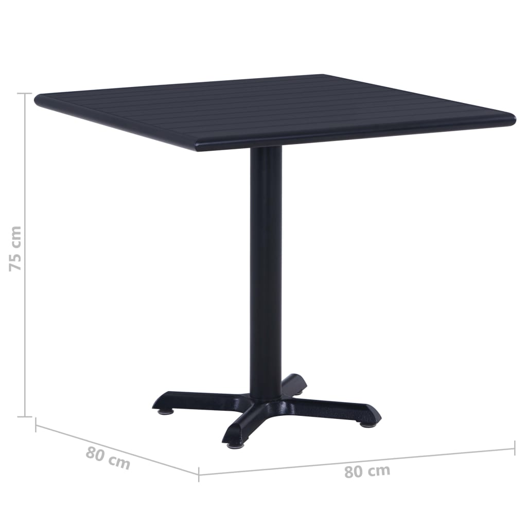 vidaXL Τραπέζι Κήπου Μαύρο 80 x 80 x 75 εκ.