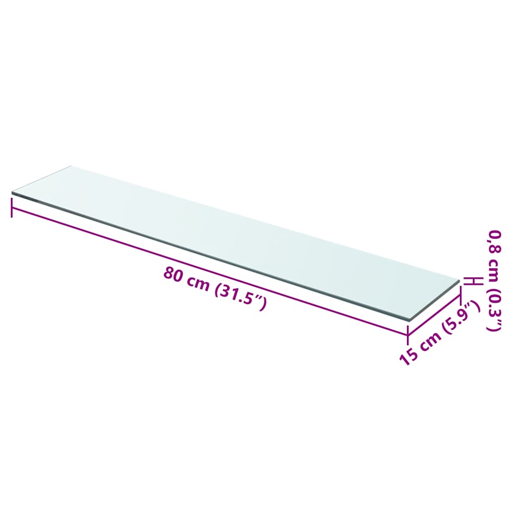 vidaXL Ράφια Πάνελ 2 τεμ. Διάφανα 80 x 15 εκ. Γυάλινα