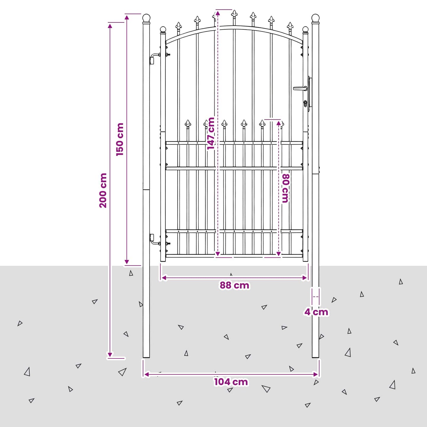 vidaXL Πύλη Φράχτη με Ακίδες EMMEN 104 x 147 cm Κλειδώσιμο