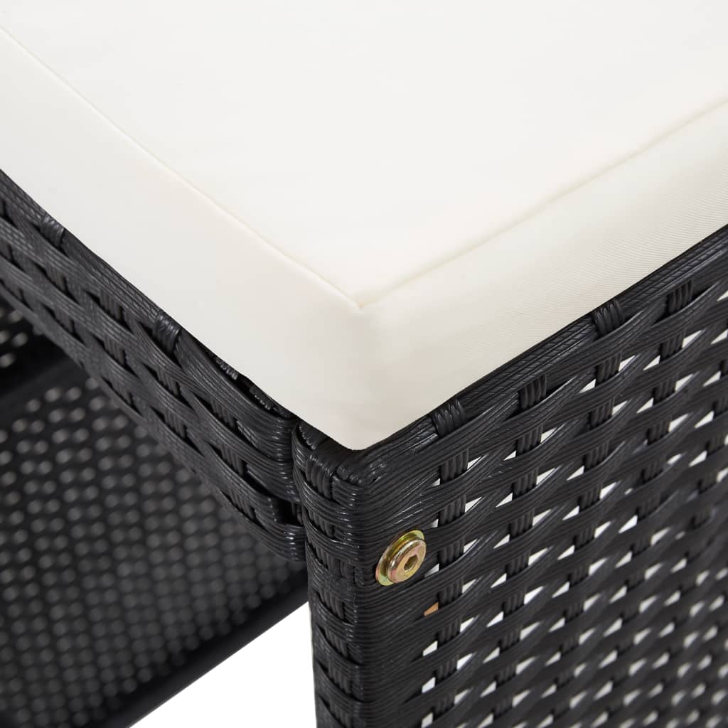 vidaXL Σετ Επίπλων Μπαρ Κήπου 7 τεμ Μαύρο Συνθετικό Ρατάν με Μαξιλάρια