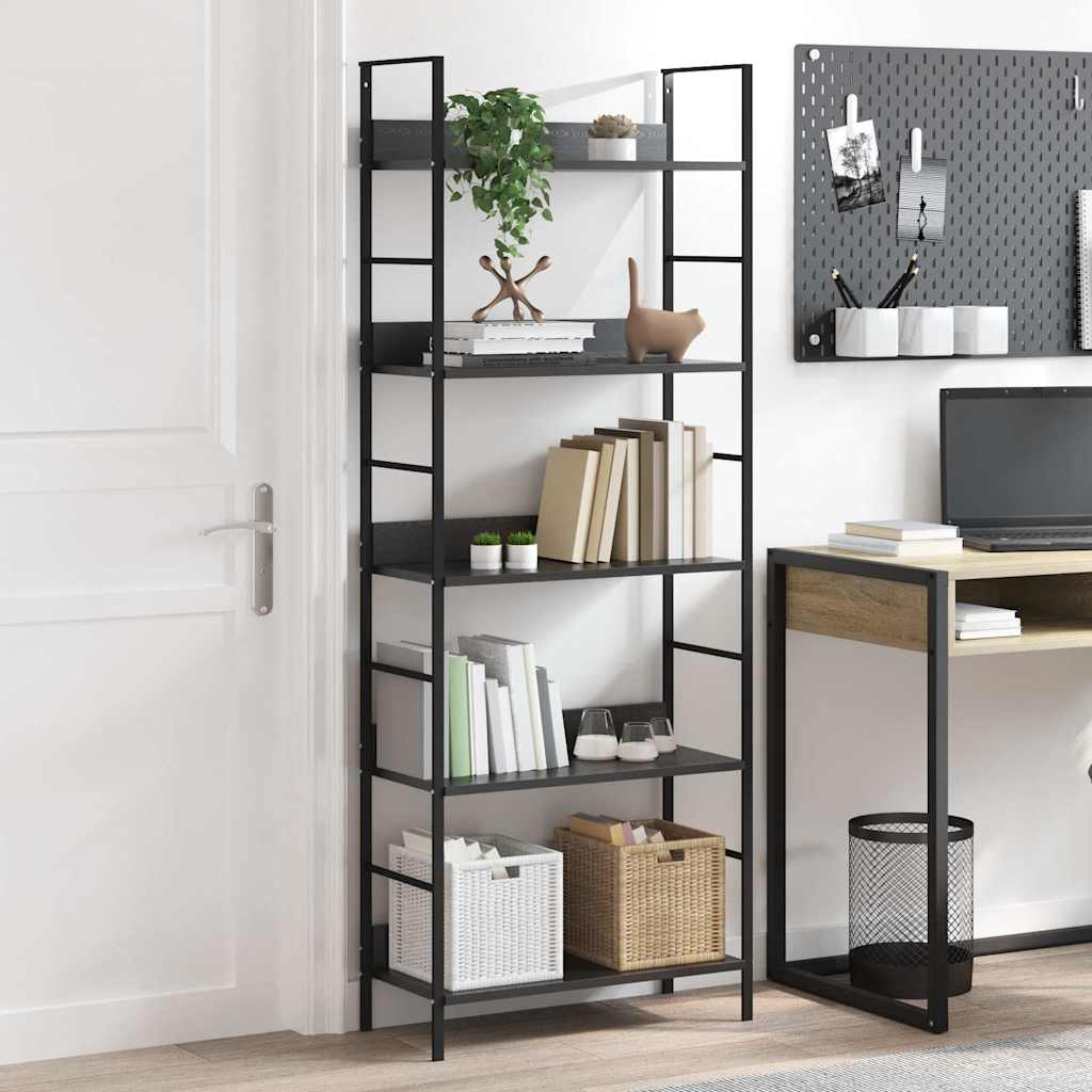 vidaXL Ραφιέρα 5 Επιπέδων Μαύρη 60x27,6x158,5 εκ. Επεξεργασμένο Ξύλο