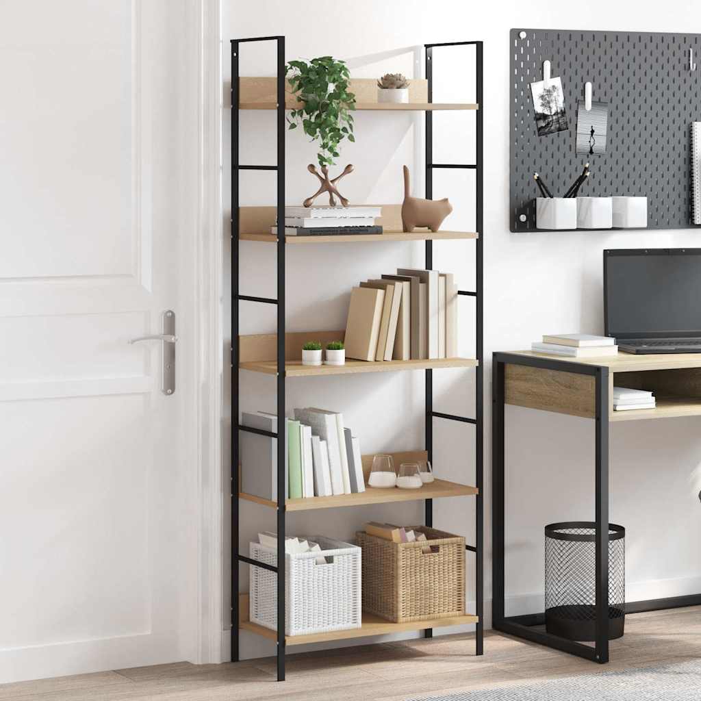 vidaXL Ραφιέρα 5 Επιπέδων Δρυς 60x27,6x158,5 εκ. Επεξεργασμένο Ξύλο