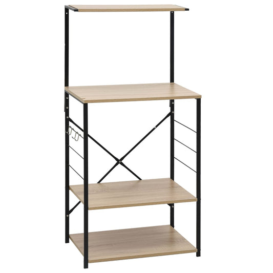 vidaXL Ντουλάπι Φούρνου Μικροκυμάτων Μαύρο/Δρυς 60x39,6x123εκ Επ Ξύλο