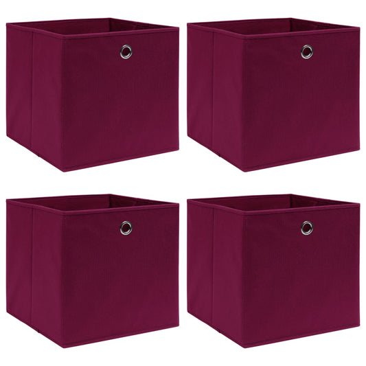 vidaXL Κουτιά Αποθήκευσης 4 τεμ. Κόκκινα 32 x 32 x 32 εκ. Υφασμάτινα