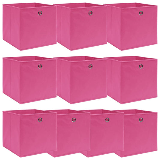 vidaXL Κουτιά Αποθήκευσης 10 τεμ. Ροζ 32 x 32 x 32 εκ. Υφασμάτινα