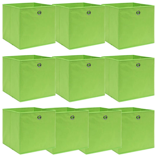 vidaXL Κουτιά Αποθήκευσης 10 τεμ. Πράσινα 32 x 32 x 32 εκ. Υφασμάτινα
