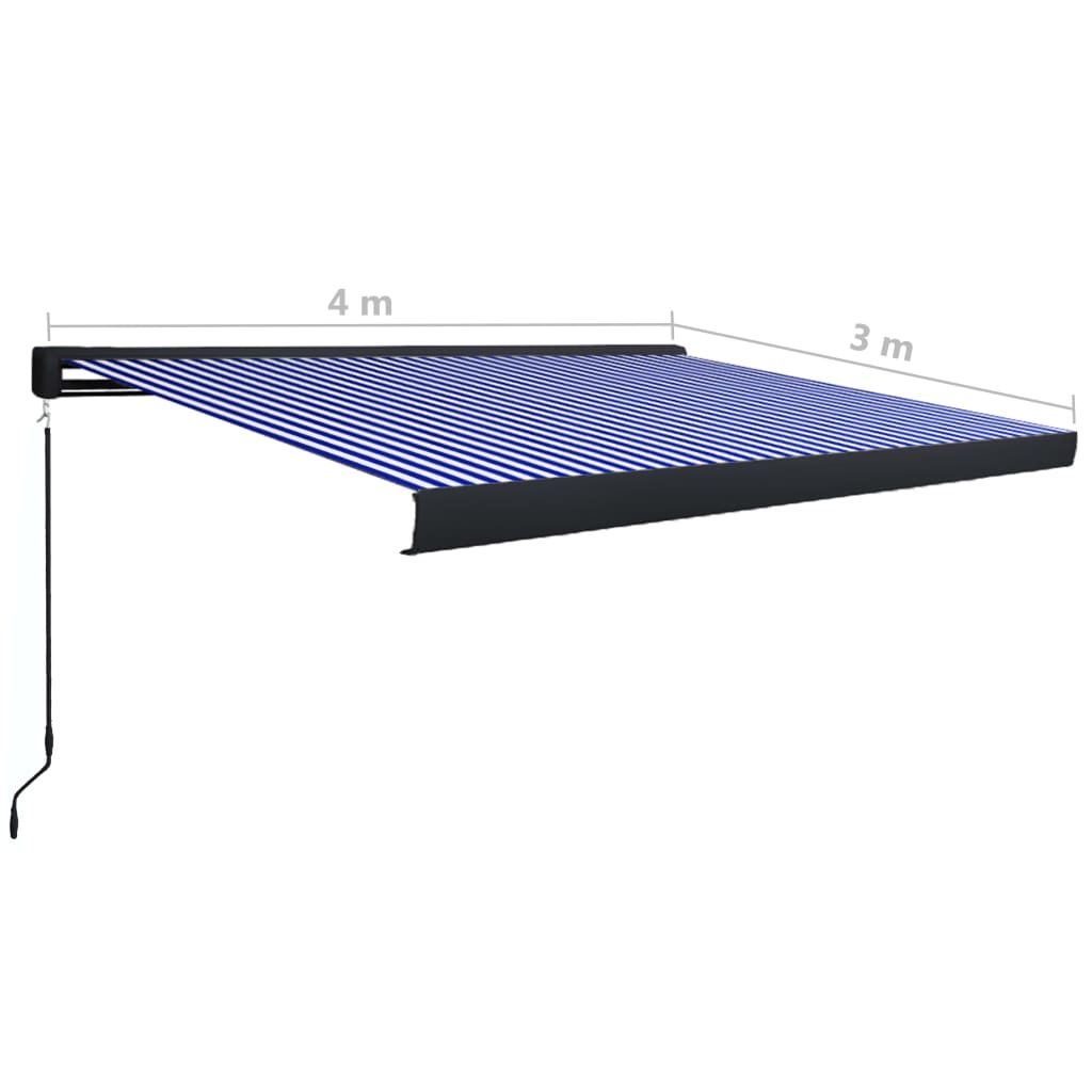 vidaXL Τέντα Κασετίνα Χειροκίνητη Μπλε / Λευκή 400 x 300 εκ.