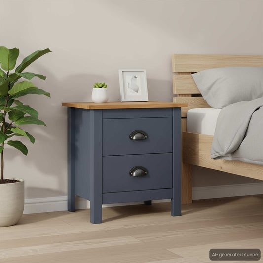 vidaXL Κομοδίνο Hill Γκρι 46 x 35 x 49,5 εκ. από Μασίφ Ξύλο Πεύκου