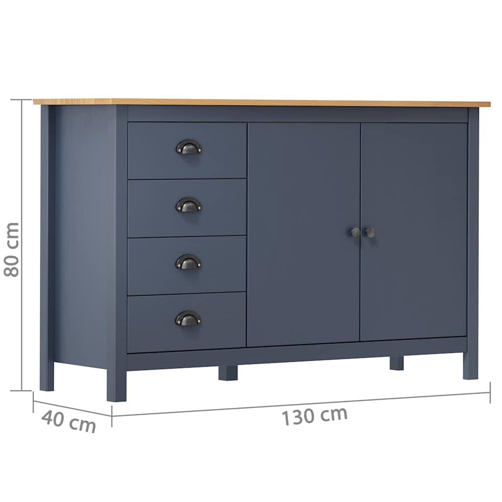 vidaXL Μπουφές Hill Γκρι 130x40x80 εκ. από Μασίφ Ξύλο Πεύκου