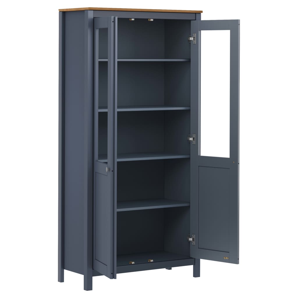 vidaXL Βιτρίνα Hill Γκρι 85 x 37 x 170,5 εκ. Ξύλο Πεύκου