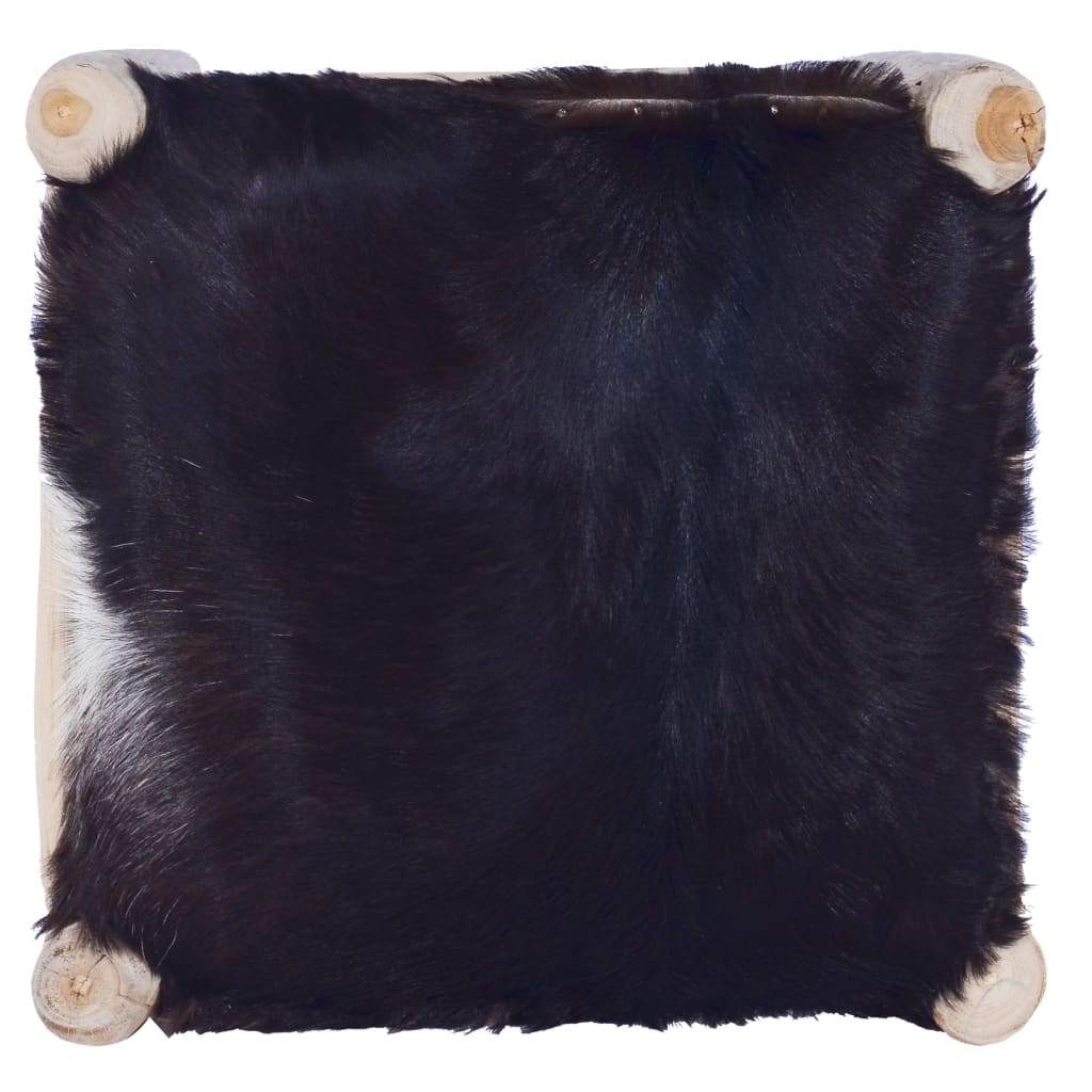 vidaXL Σκαμπό Μπαρ από Γνήσιο Δέρμα Κατσίκας και Μασίφ Ξύλο Teak