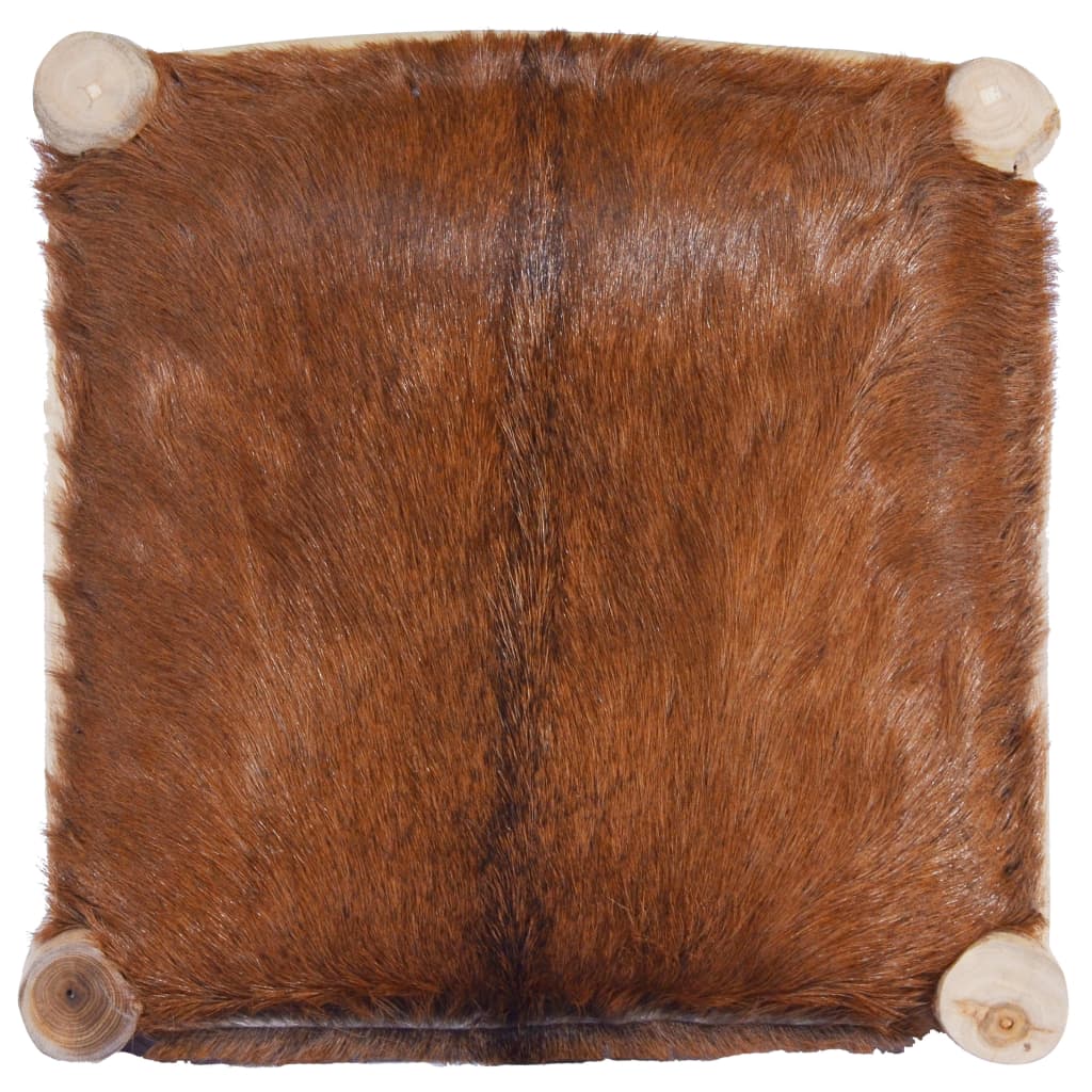 vidaXL Σκαμπό Μπαρ από Γνήσιο Δέρμα Κατσίκας και Μασίφ Ξύλο Teak