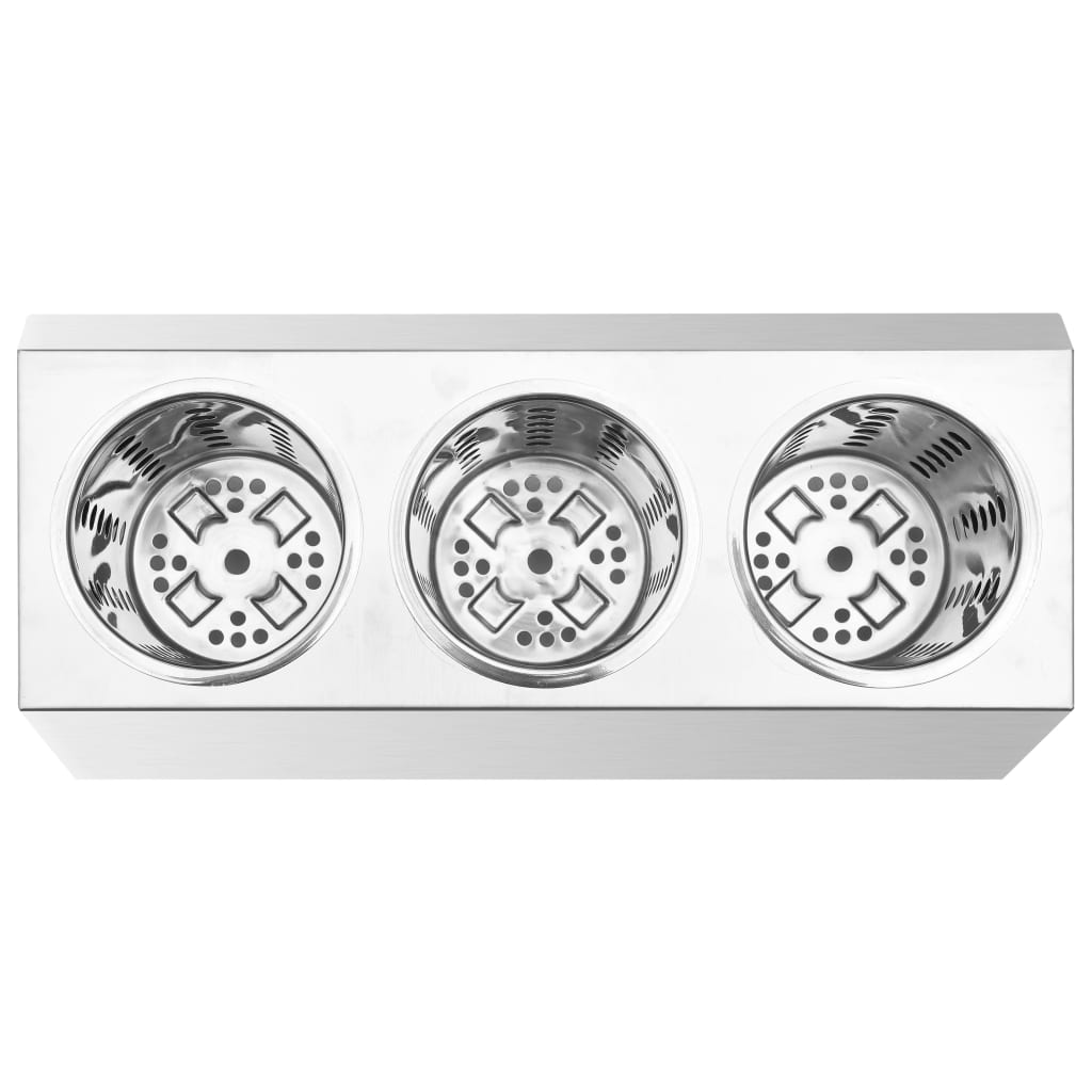 vidaXL Βάση για Μαχαιροπίρουνα 3 Θέσεων Ορθογώνια από Ανοξ. Ατσάλι