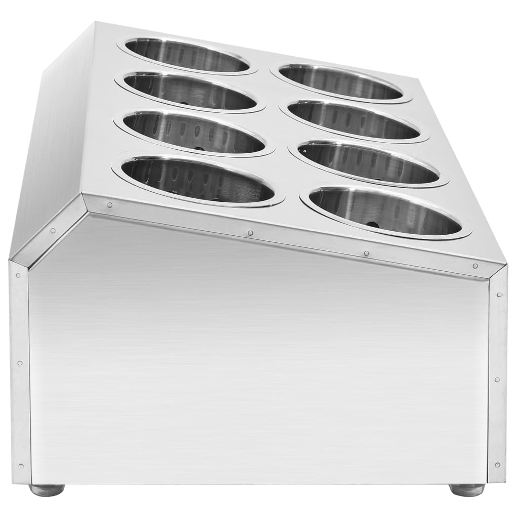 vidaXL Βάση για Μαχαιροπίρουνα 8 Θέσεων Ορθογώνια από Ανοξ. Ατσάλι