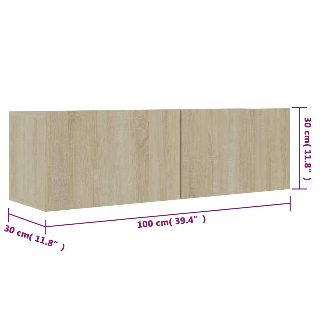 vidaXL Έπιπλο Τηλεόρασης Sonoma Δρυς 100 x 30 x 30 εκ. από Επεξ. Ξύλο