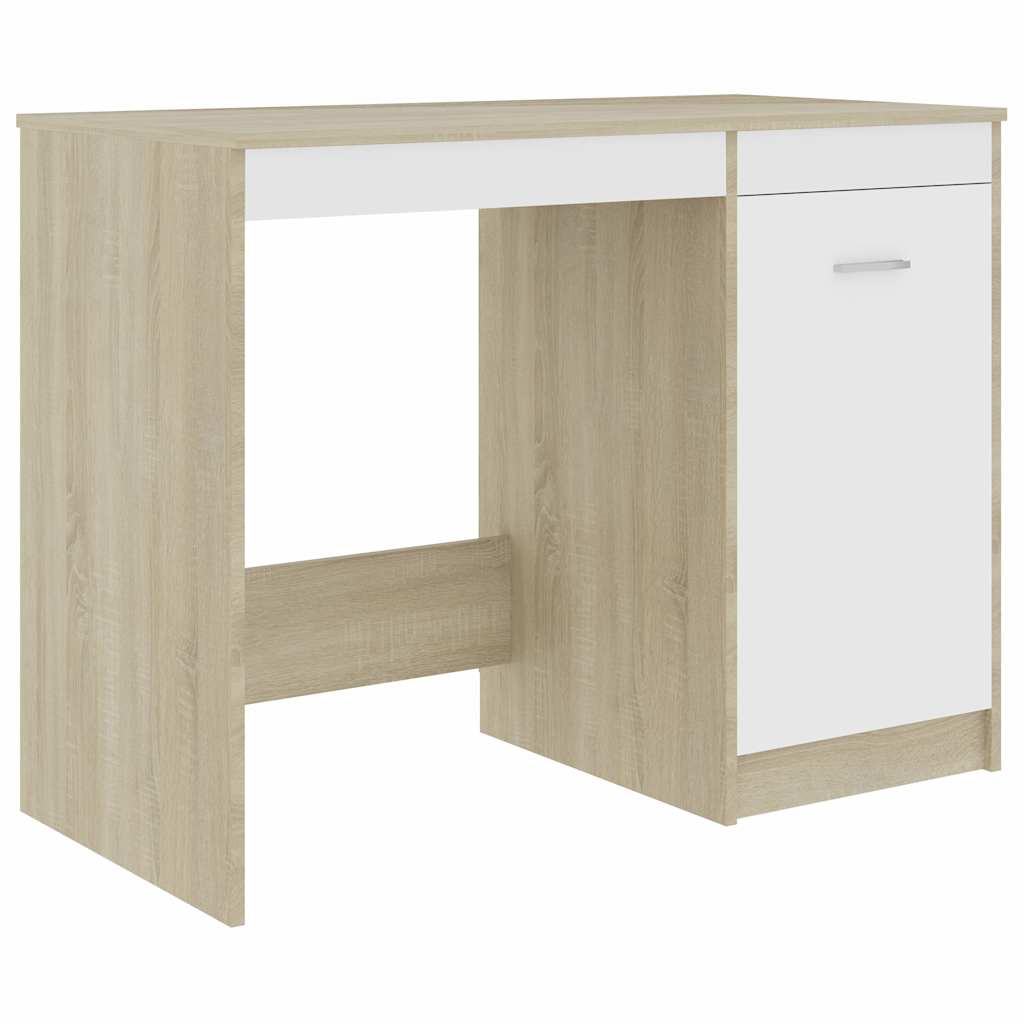 vidaXL Γραφείο Λευκό / Sonoma Δρυς 100 x 50 x 76 εκ. από Μοριοσανίδα