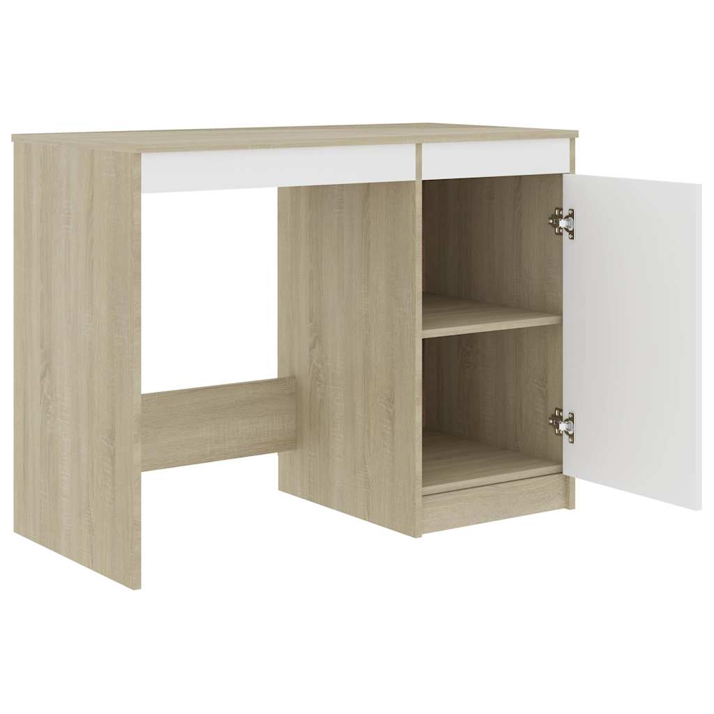 vidaXL Γραφείο Λευκό / Sonoma Δρυς 100 x 50 x 76 εκ. από Μοριοσανίδα