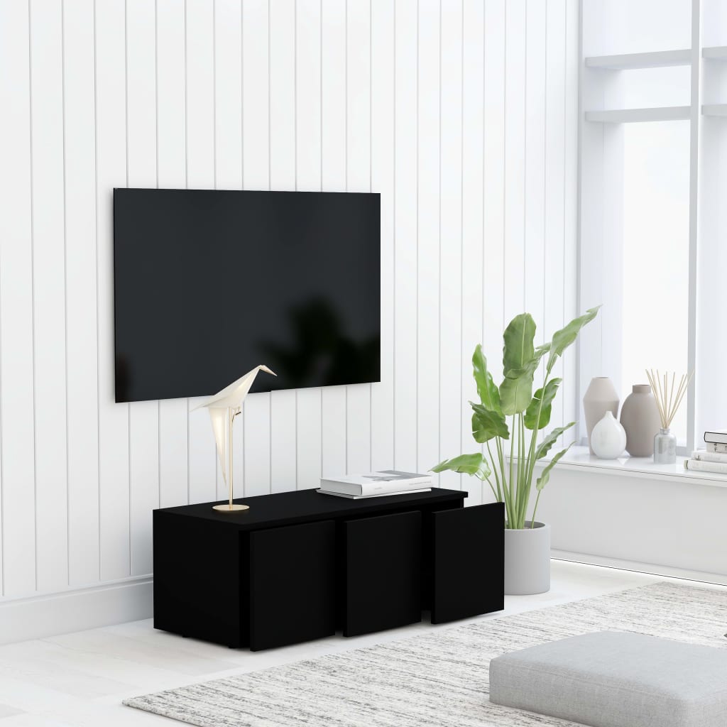 vidaXL Έπιπλο Τηλεόρασης Μαύρο 80 x 34 x 30 εκ. από Επεξ. Ξύλο